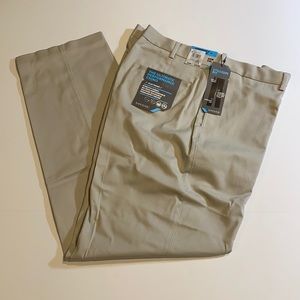 Savane SZ 42 x 34 Straight Fit Flat Front Pants Performance Khaki Chinos D11